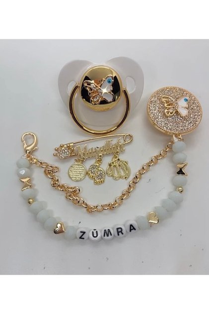 Zirkon Taş Kelebek Modeli Üçlü Set