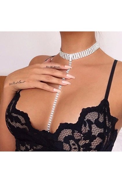 4 Row Y Model Zircon Stone Waterway Necklace