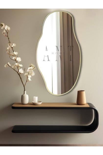 Asimetrik 75X40 cm Konsol Aynası, Dresuar Aynası, Tuvalet Aynası, Holl Aynası, Banyo Aynası