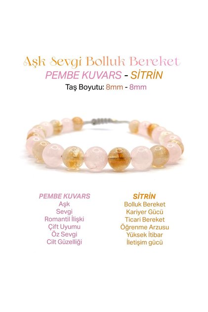 Citrine Pink Quartz Natural Stone Ladder Closure String Bracelet 8mm