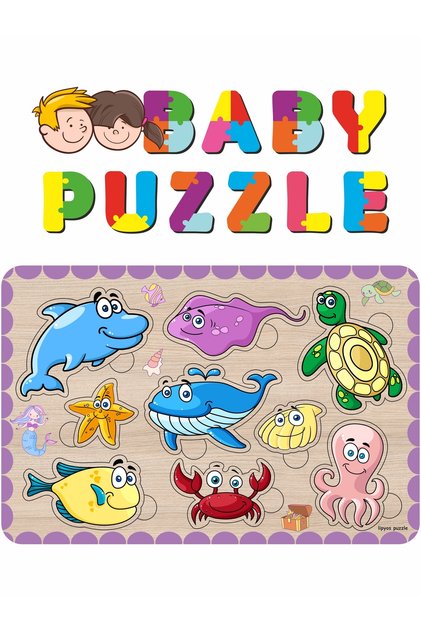 Cute Sea Creatures, Fish, Octopus, Crab Bultak Wooden Puzzle