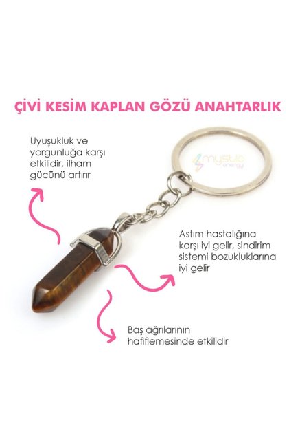 Natural Stone Tiger Eye Nail Cut Keychain |   Gift Natural Stone