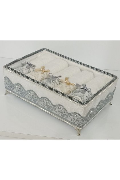 Velvet Foot Scalloped Towel Holder 30*50 cm Cotton Scalloped with Bow 5 Pieces Towel Gift