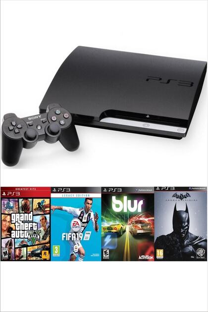 プレイステーション3 Sony Playstation 3 Slim 500 Gb + 2 Kablosuz Kol + 50 Dijital Oyun