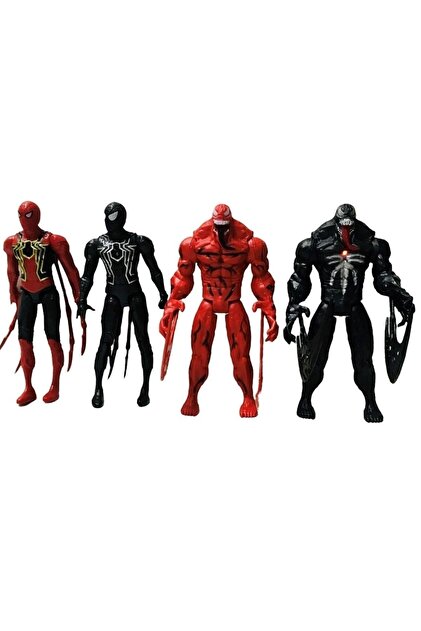 アメコミ フィギュア 4体セット　フィギュアーツ Ailenizin Oyuncakçısı Süper Kahramanlar Venom Spiderman 4 Lü Figür