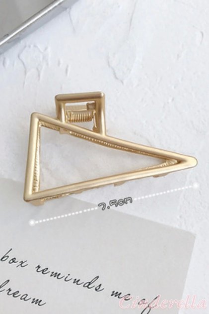 Triangle Model Women's Gold Metal Latch Buckle - Medium Size Tight Gathering Luxury Latch Hair Buckle