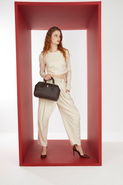 Kahve Monogram Kadın Omuz Çantası 05PO22Y1557