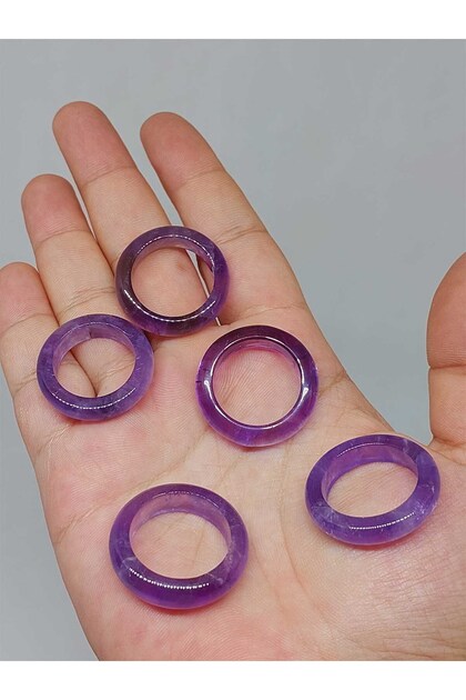 Ametist Taşı Yüzük 6mm Kalınlığında (Standart Ölçü) (51498) - 1 adet yüzük fiyatıdır