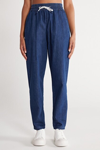 Regular Fit Regular Fit 100% Cotton High Waisted Jean Jogger Pants