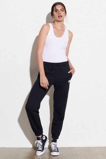 Regular Fit Regular Cut 100% Cotton Women's Black Jogger Sweatpant Sweatpants