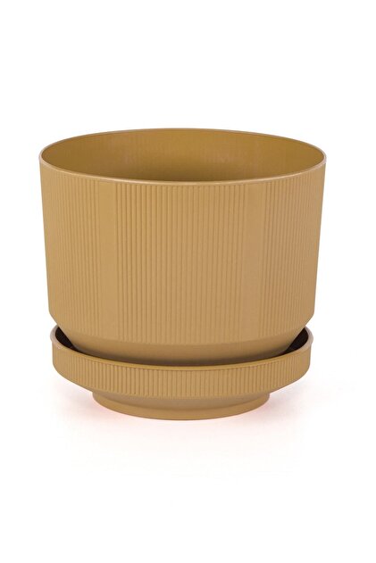 3.3 Litre Hardal Dekoratif Lüks Saksı No2 Iç Dış Mekan Tabaklı Plastik Çiçek Saksısı Ø18,5x16cm