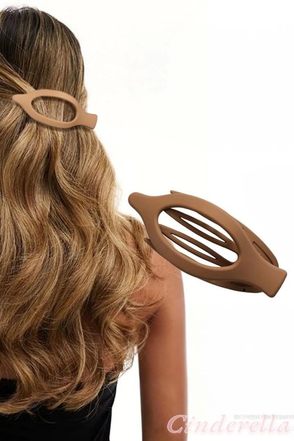 French Style Fish Tail Women's Hair Bun Clip Milky Coffee - Strong Hold Curved Clip Hairpin