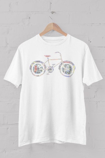 White, Bicycle Printed Crew Neck Men's T-Shirt