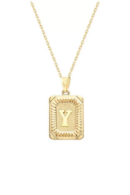 Y Harfi Vintage Kesim 14 K Altın Kaplama Kadın Kolye