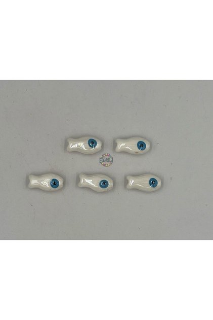 19.89 mm White Fish 5-Piece Flat Ceramic Jewelry Making Bracelet Necklace Accessory Beads