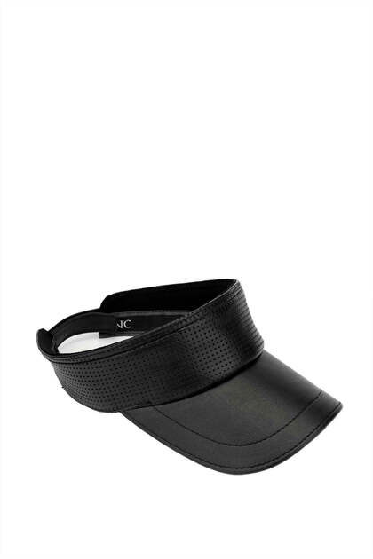 Men's Genuine Leather Black Tennis Cap