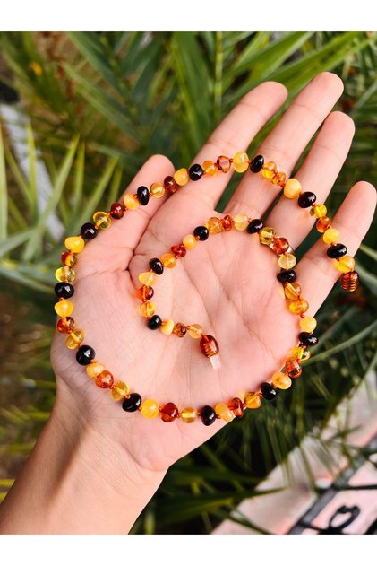 Multicolor Adult Drop Amber Necklace
