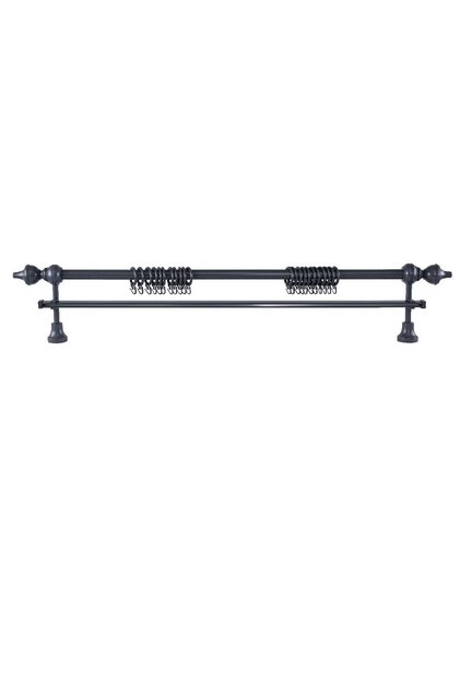 Demonte Modern Başlıklı Antrasit Ahşap Rustik Perde Askısı 225 Cm - Tek Raylı