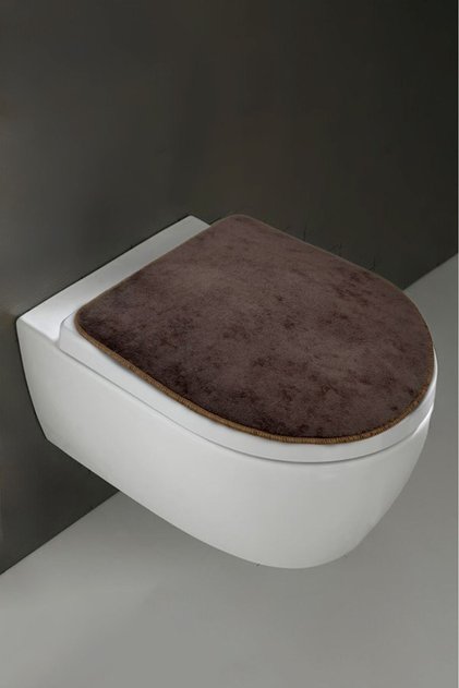 Klozet Kapak Örtüsü Ultrasoft Düz Kahve Peluş