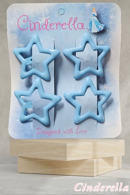 Set of 4 Shiny Cloud Blue Star Snap Buckles - Colorful Star Snap Buckle - Star Snap Buckle