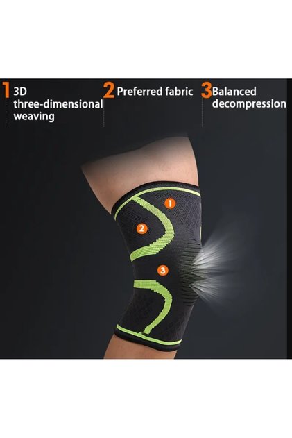 Worthwhil 1Pcs Elastic Knee Pads Black-Green Sportsman Knee Brace Knee Bandage Biker Knee Pad