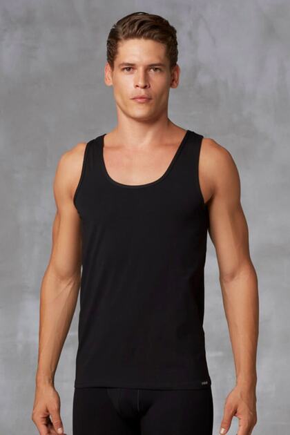Men's Black Crew Neck Undershirt