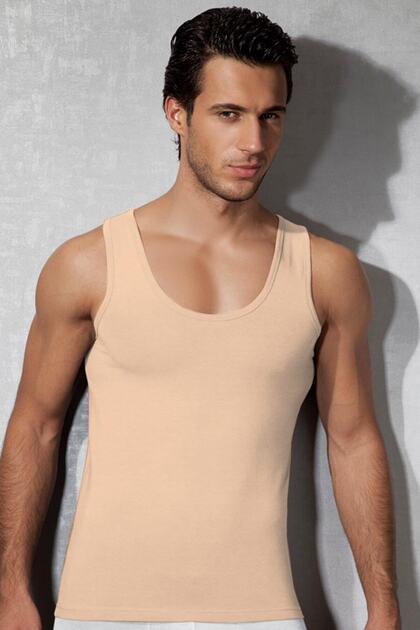 Men's Tan Crew Neck Undershirt