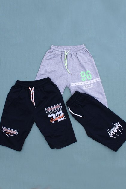 3-Pack Chicago-Bronx Squad-Camouflage Der-Man Boys' Gray-Black-Navy Blue Capri