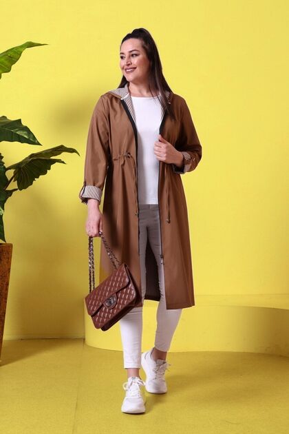 Women's Large Size Hijab Full Length Sports Trencoat