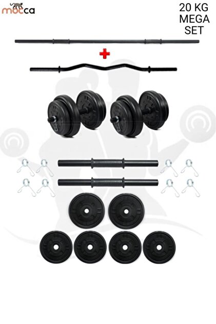 Mocca Style 20 Kg Z-barlı Megaset Halter Seti Ve Dambıl Seti
