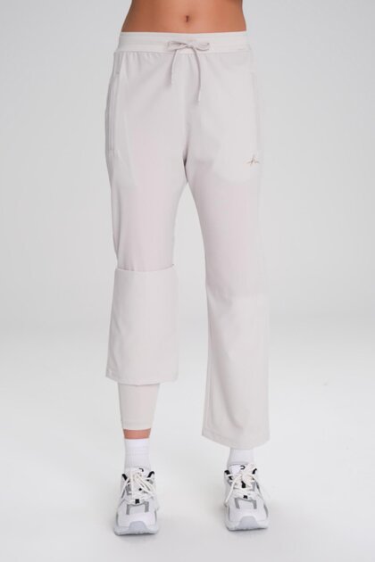 Active Çift Katmanlı Taytlı Boru Paça Ekru Spor Pantolonu Eşofman Altı ACT-3