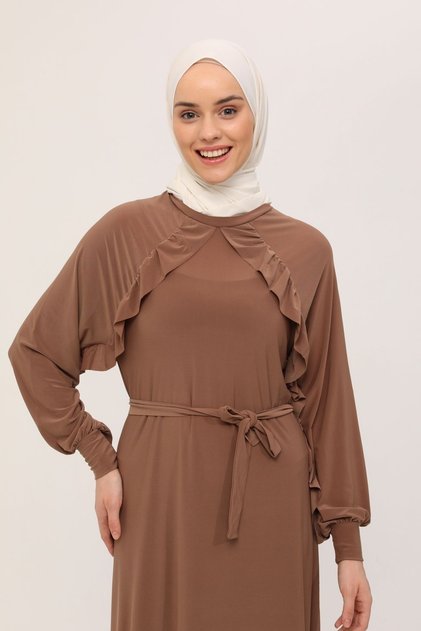 Sandy Shoulder Ruffle Belt Dress 23220