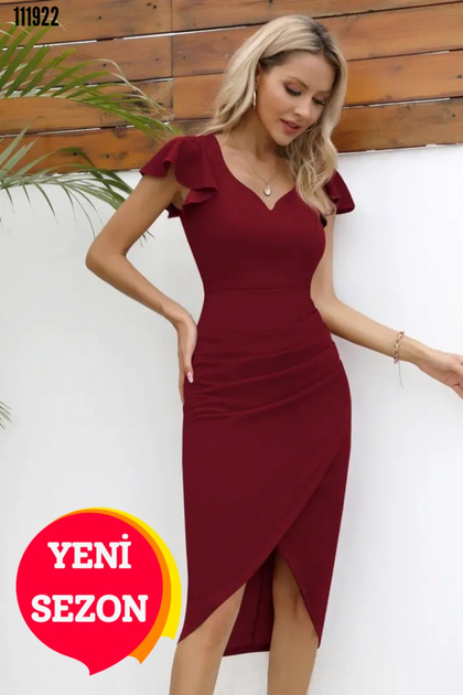 Rochie midi de damă cu guler inimă