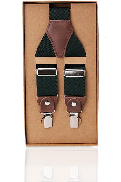 Green Color Leather Connected Men's Trouser Strap Pan45