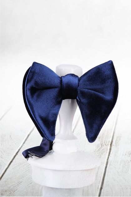 Papion din catifea bleumarin P863