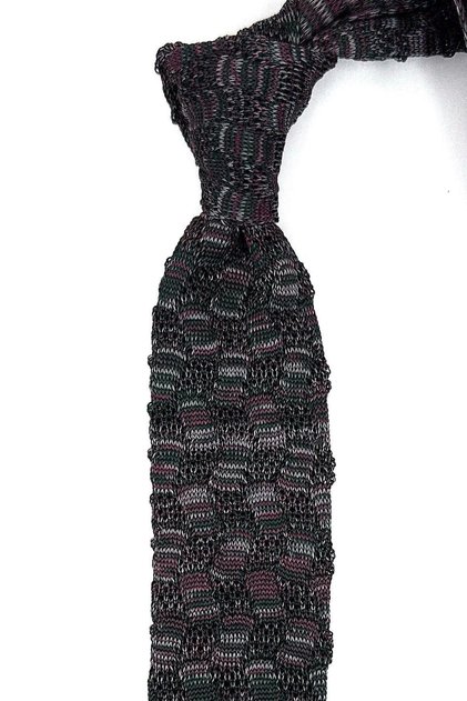 Green - Dried Rose Motif Pattern Knitted Tie KIR8359