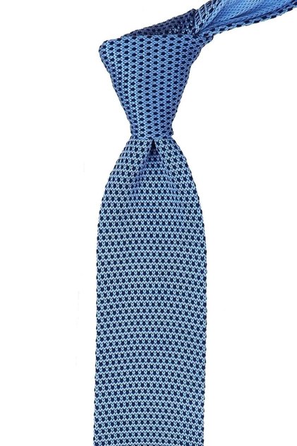 Light Blue Dotted Knitted Tie 8178