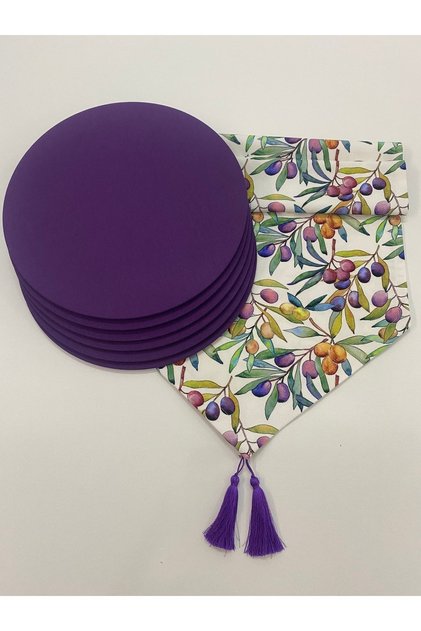Olive Colored Leaf Runner Charger Set