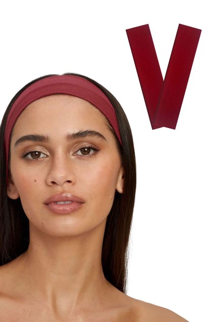 2-Piece Sports Headbands for Women & Men Yoga Makeup Face Washing 2-Piece Headband Set Burgundy