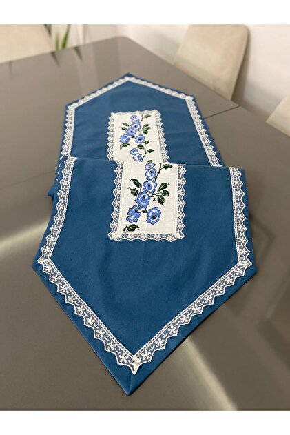 rosymonsterフラワー刺繍 ネイビーウインドブレーカー　011 Parla Life Kanaviçe İşlemeli İndigo Renk Runner - Fiyatı, Yorumları