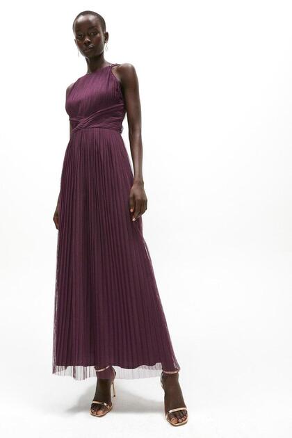 Pleated Maxi Bridesmaid Dress - All Over ACC95325