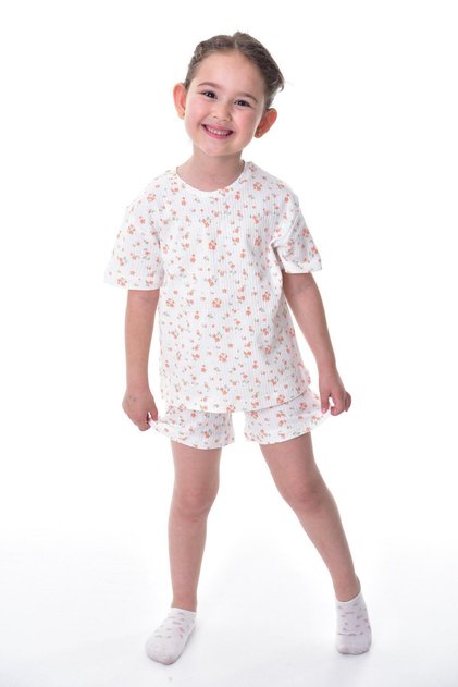 100% Cotton Interlock Fabric Health-Conscious Short-Sleeved Shorts Girls' Pajama Set