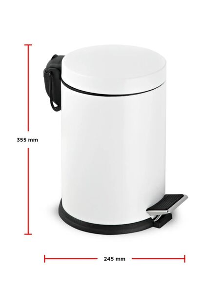 12 Litre Paslanmaz Beyaz Çöp Kovası Pedallı Çöp Kutusu Ayaklı 12 Lt Ofis Lüks Modern Mutfak 35*25 cm