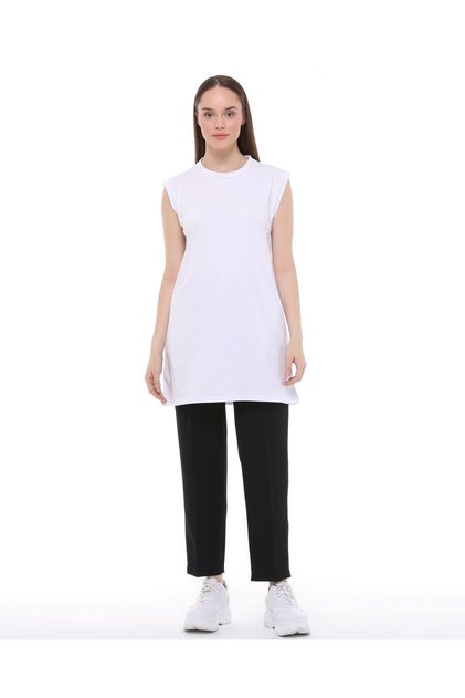 Women's Combed Cotton Zero Sleeve Stand Collar Dressing Long Rescue T-shirt