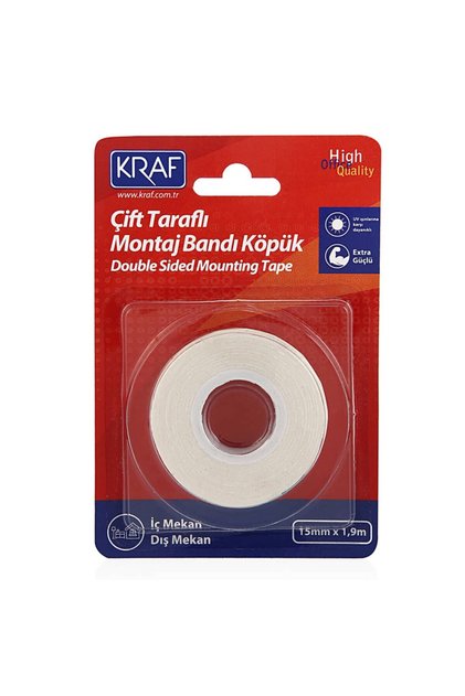 Çift Taraflı Köpük Montaj Bantı 15 mm x 1,9 mt