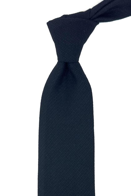 Black Classic Wool Tie with Self Pattern Handkerchief KK12134