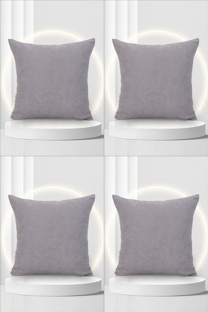 Suede Honeycomb Textured Plain Plain Throw Pillow Cover 4-Piece Suede Throw Pillow Cover 45 X 45 Light Gray