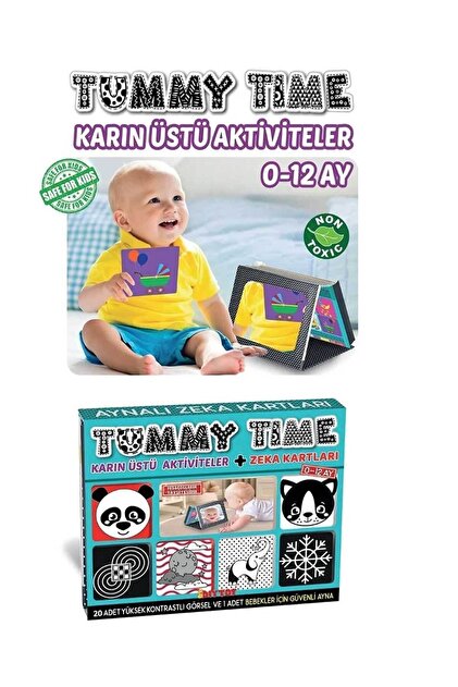 Oruç Oyuncak Tummy Time Aynalı Zeka Kartları Neşeli Dostlar