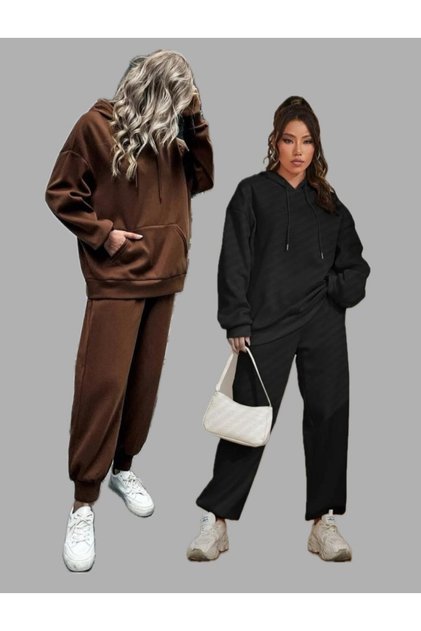 2-Piece Women's Tracksuit Set - Hooded Sweatshirt and Jogger Pants Sweatpants