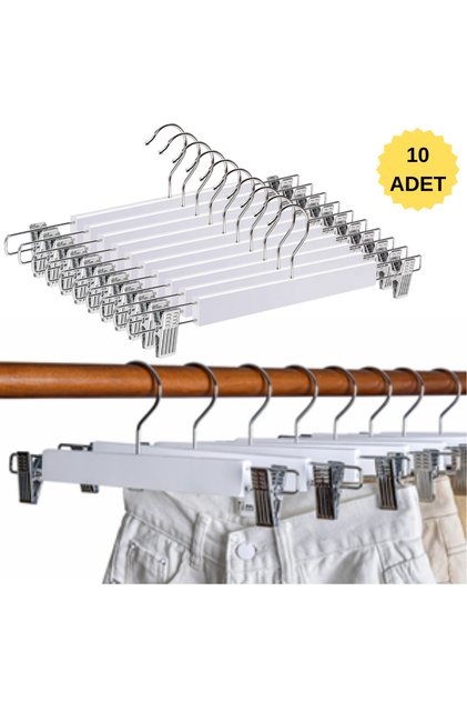10 ADET Elbise Askısı Ahşap Askılık Mandallı Kıyafet Askısı etek Askısı Mandallı Pantolon Askısı